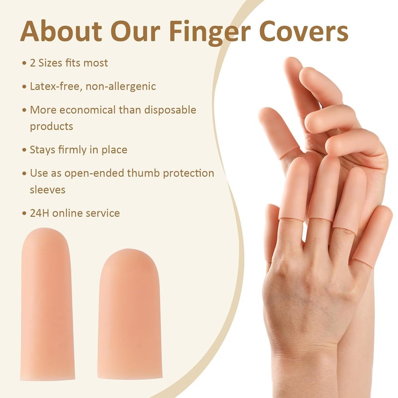 YIVCKOM Gel Finger Cots, Silicone Finger Protectors, Fingertip Bandages Band-aids for Dry Skin, Cracked Fingertip Treatment,Thumb Protector Covers for Hand Eczema Finger Arthritis (20pcs) - Image 5